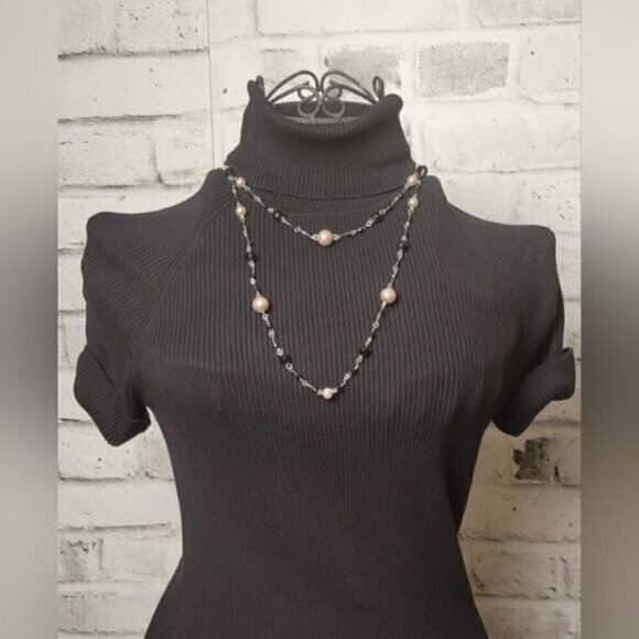 Retro faux Pearl With Black Beads Single Strand or Multiple Strands - Picture 2 of 4